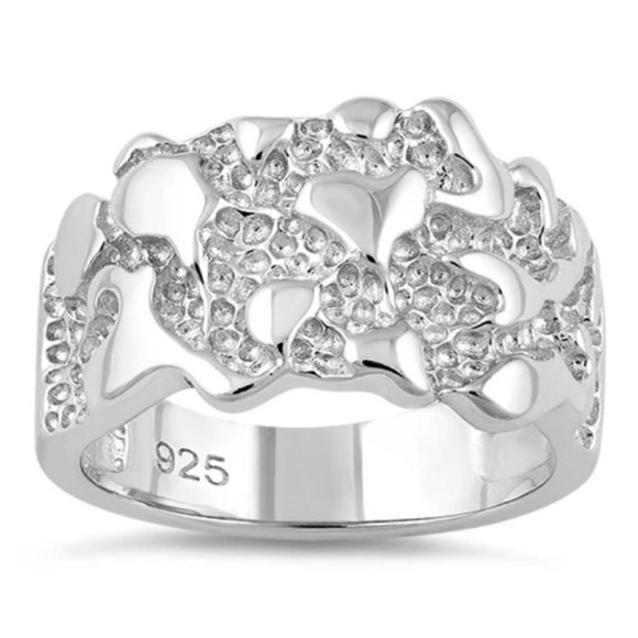 925 STERLING SILVER Men’s High Polished Nugget Ring Sizes 8-15 - Picture 14 of 16